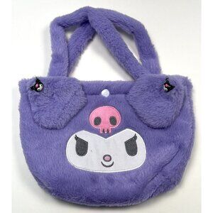 SANRIO Hello Kitty KUROMI Purple Plush Fuzzy 11"x8" Handbag PURSE Tote Bag EUC